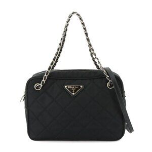 PRADA 2way Chain Hand Shoulder Bag Nylon Black 1BH910 Nero Purse 90289517
